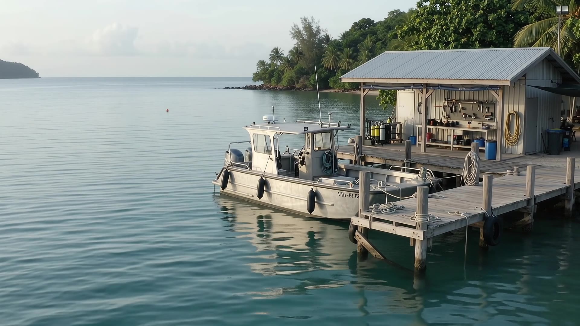 Illustrative remote dive base and working jetty